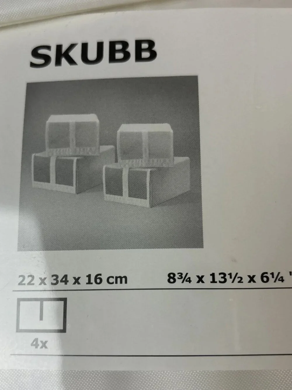SKUBB Shoe Box/Case White 4 Pack 8 ¾x13 ½x6 ¼